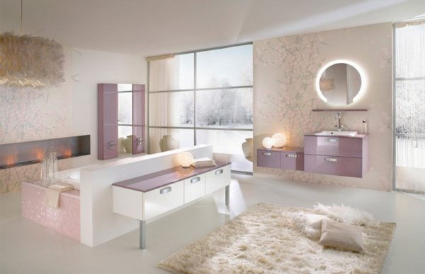 Pastel colored bathroom