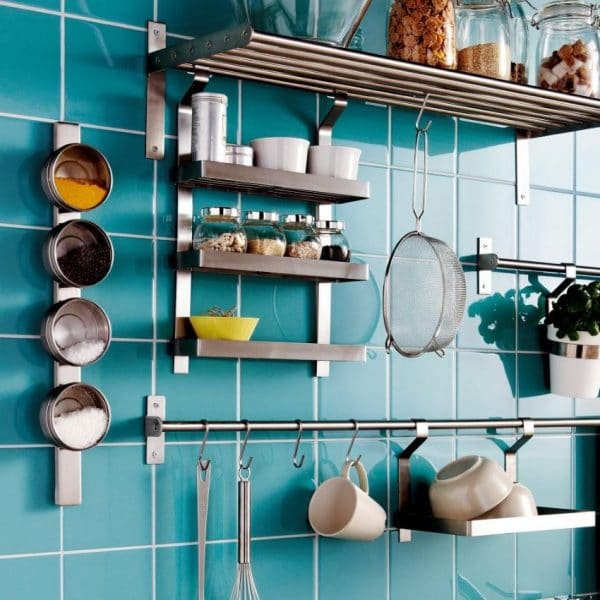 Kitchen interior with railing