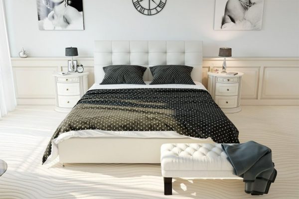 Bed with soft headboard