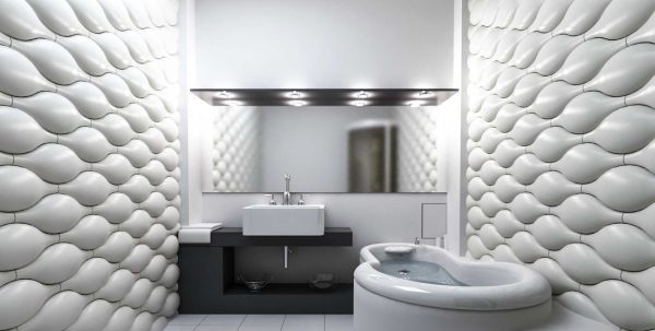 Plastic 3D panels for the bathroom